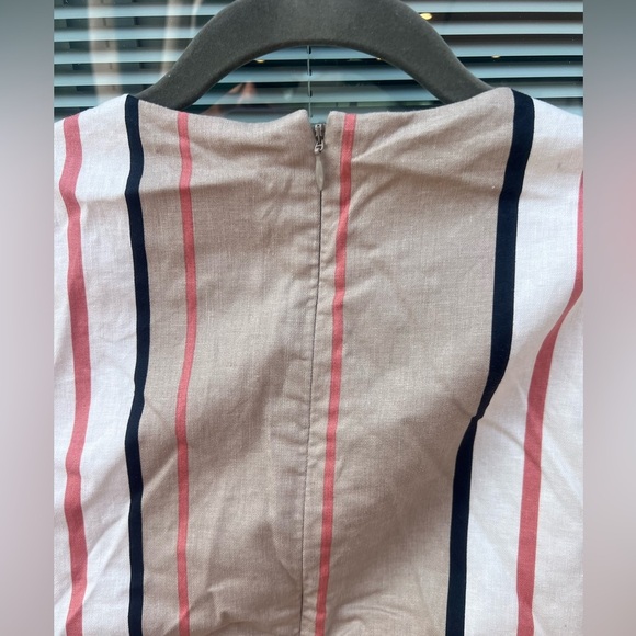 Banana Republic Women's Multicolored Striped Linen Cutout Midi Dress Size 8P - Picture 6 of 10